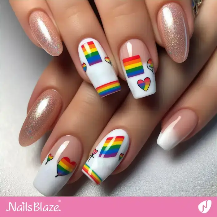 Shimmer Nails with Rainbow | Pride | LGBTQIA2S+ Nails - NB2052